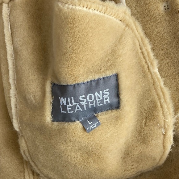 Vintage Penny Lane Wilsons Tan‎ Suede Leather Faux Fur Collar Jacket Coat Sz L - Picture 5 of 15